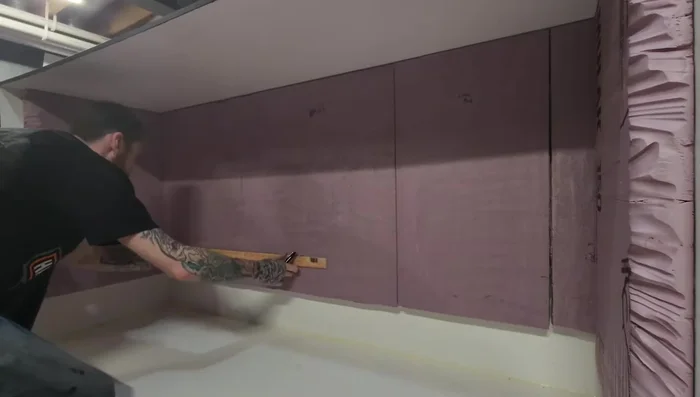 Mark lines for substrate depth and vent locations. Plan ledge placement using XPS.