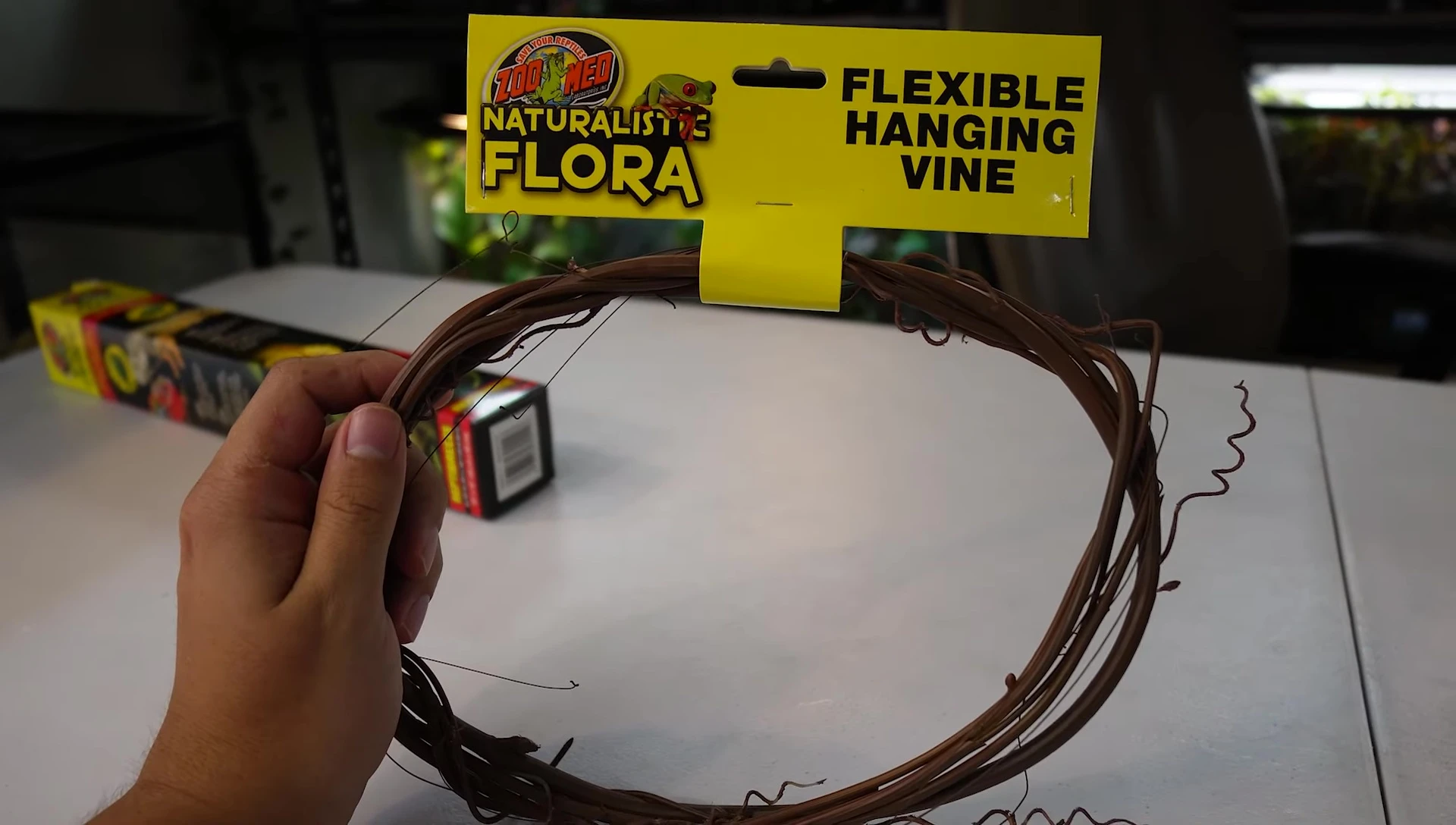The single vine and fake plant included in the kit.
