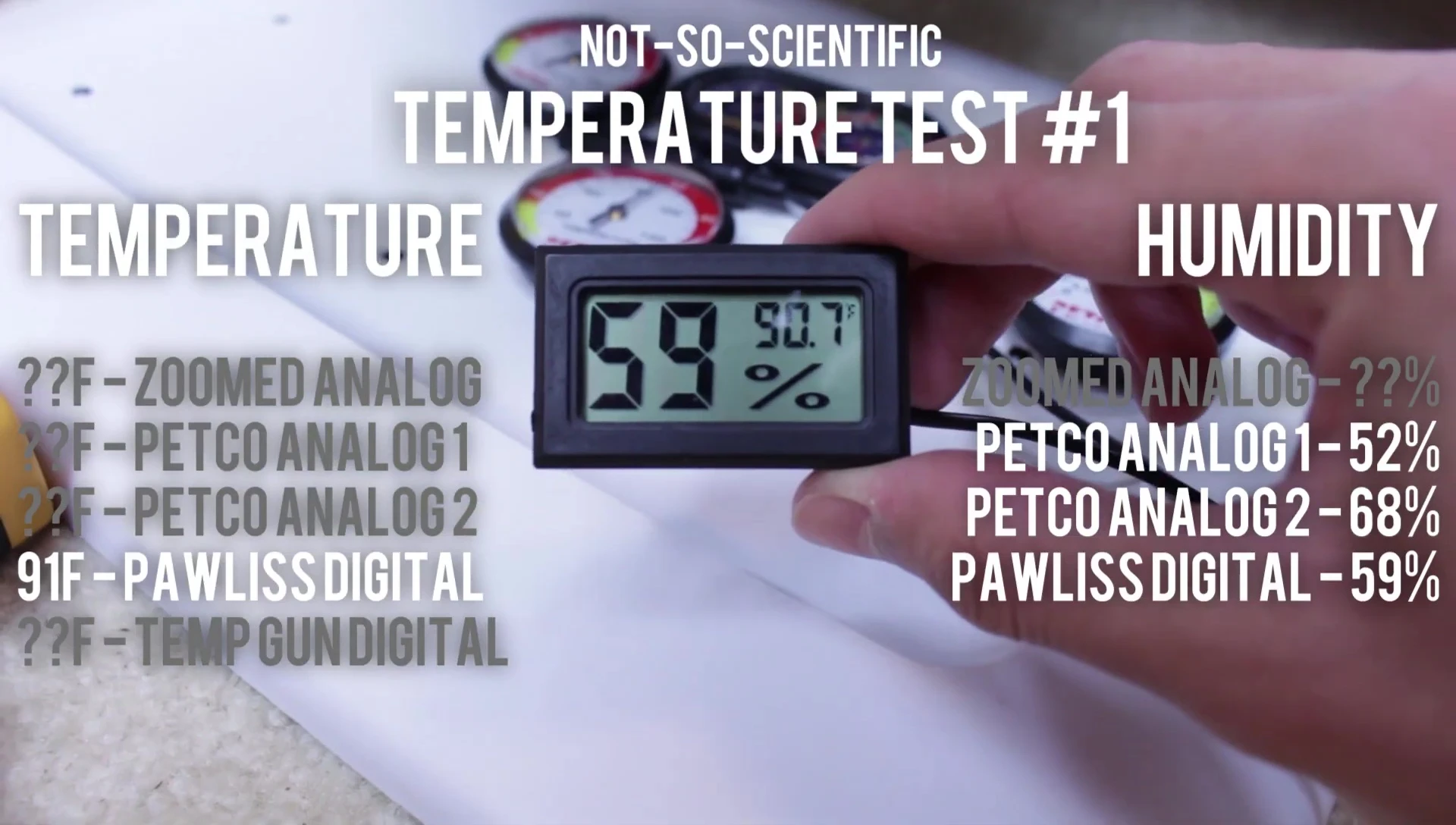 Temperature gun showing different readings depending on the surface