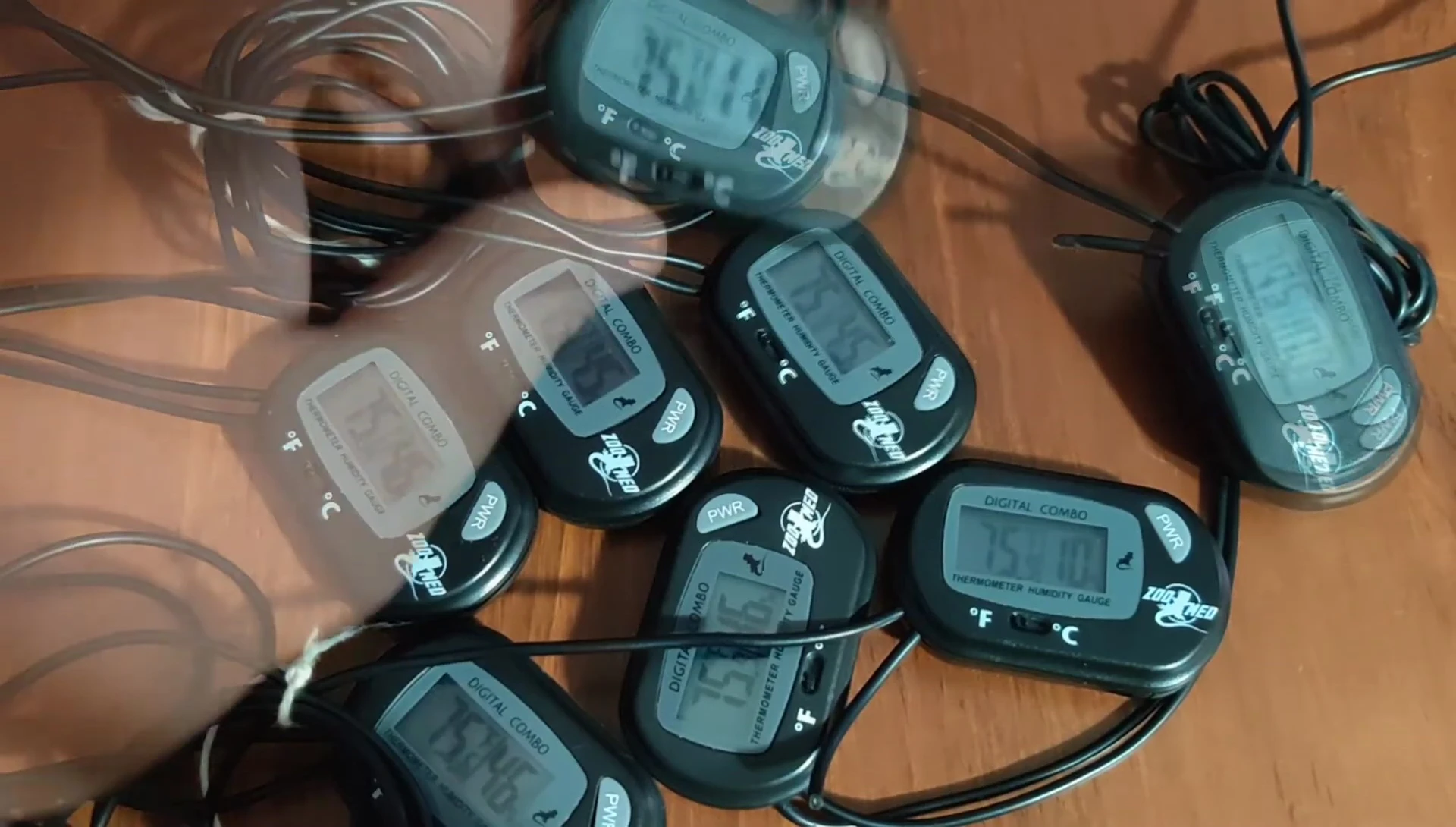 Several ZooMed units showing varying readings