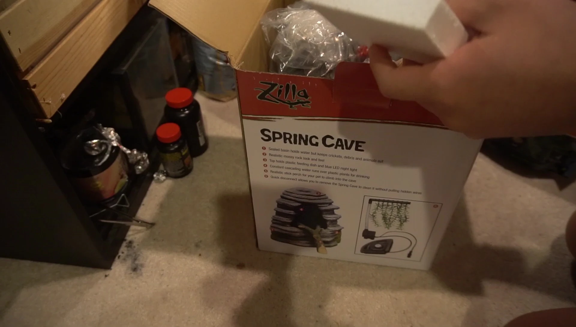 Close-up of the large Zilla Spring Cave box