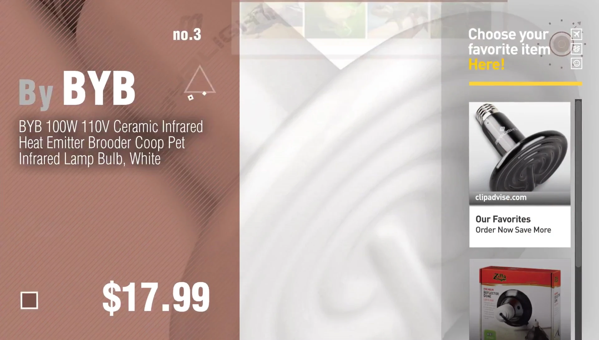 An Exo Terra heat lamp shown in the video.