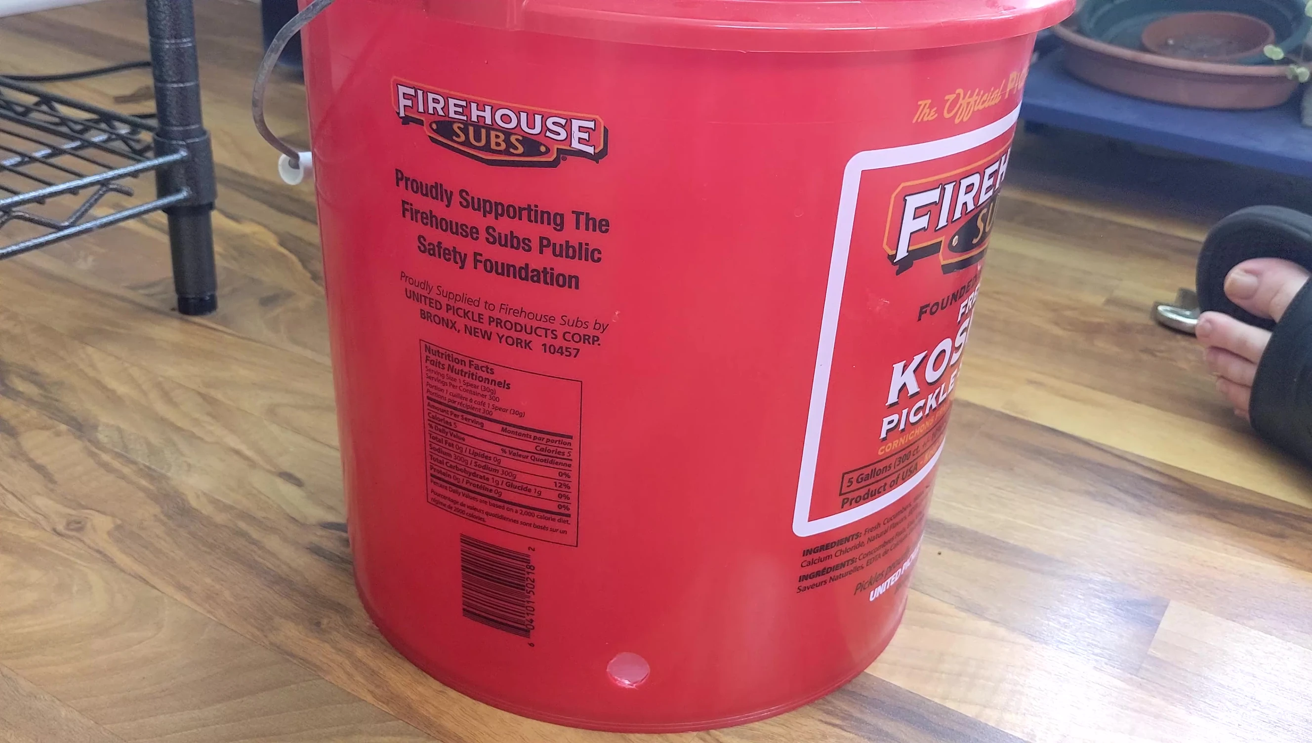 Drilling a hole in the bucket