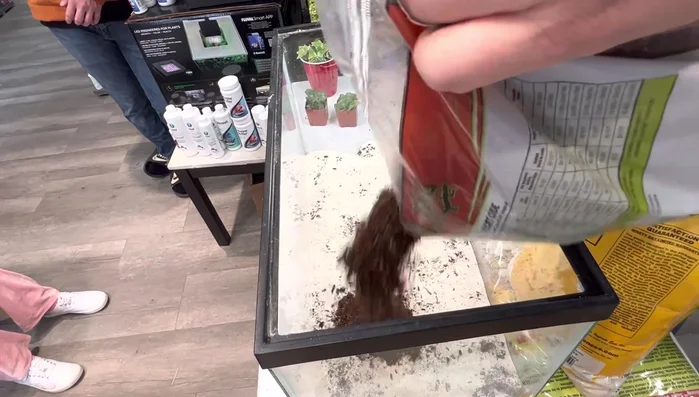 Mix jungle mix soil with calcium sand (outside the tank) and let it air dry for 24-48 hours before adding to the terrarium. This creates a well-draining, textured top layer.