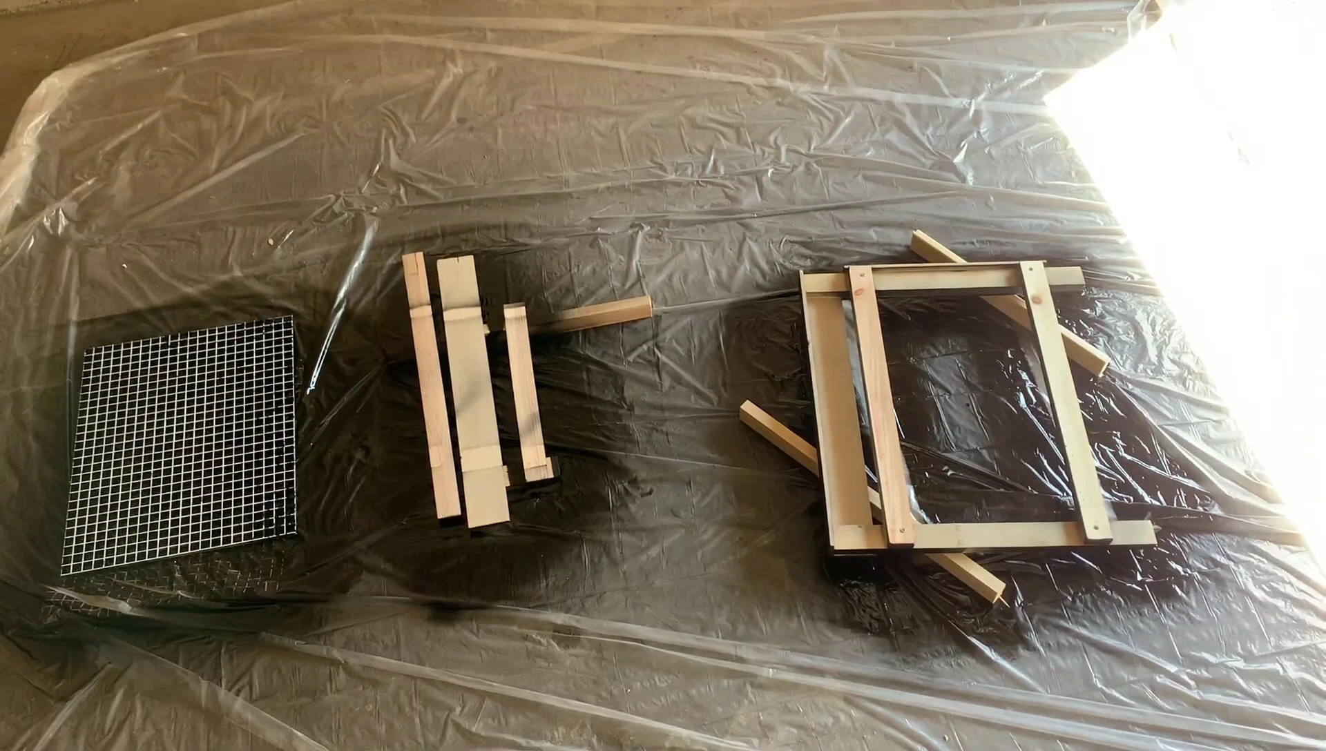 Painting the wooden components.