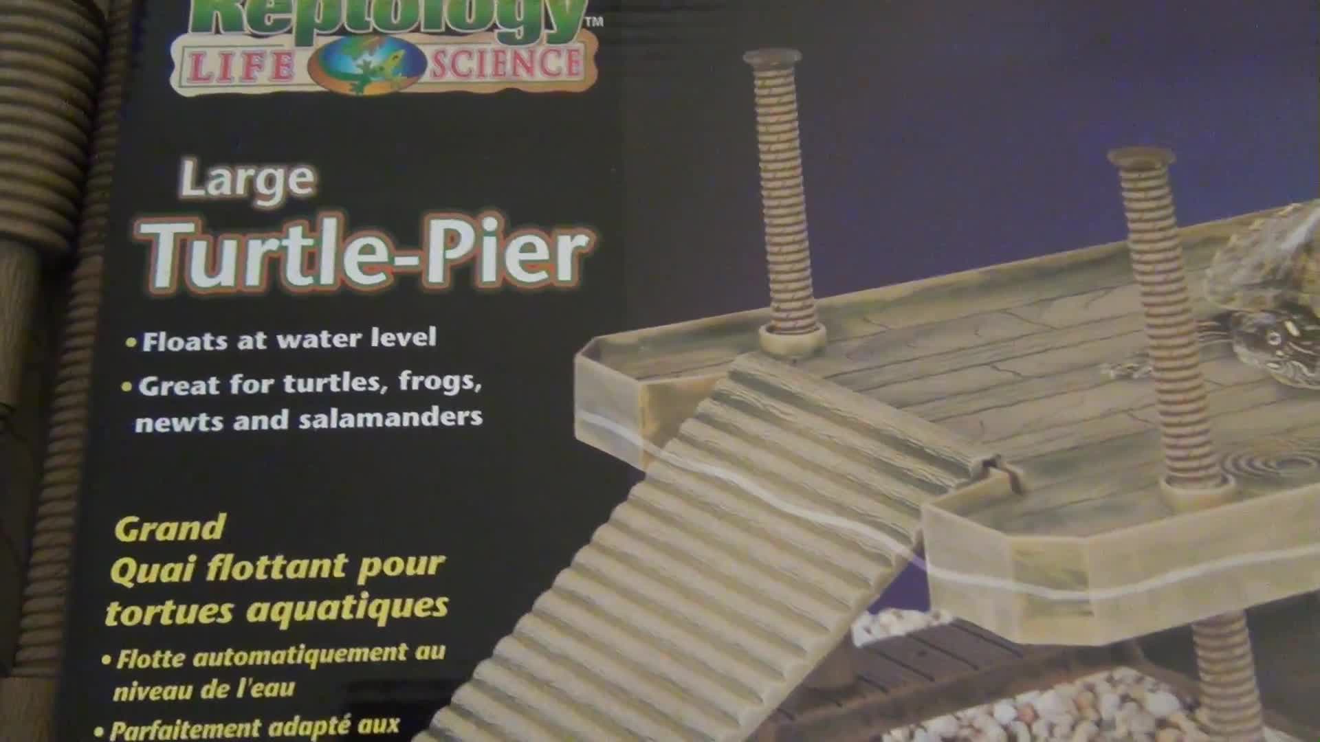 Close-up of the Penn Plax Turtle Dock packaging.