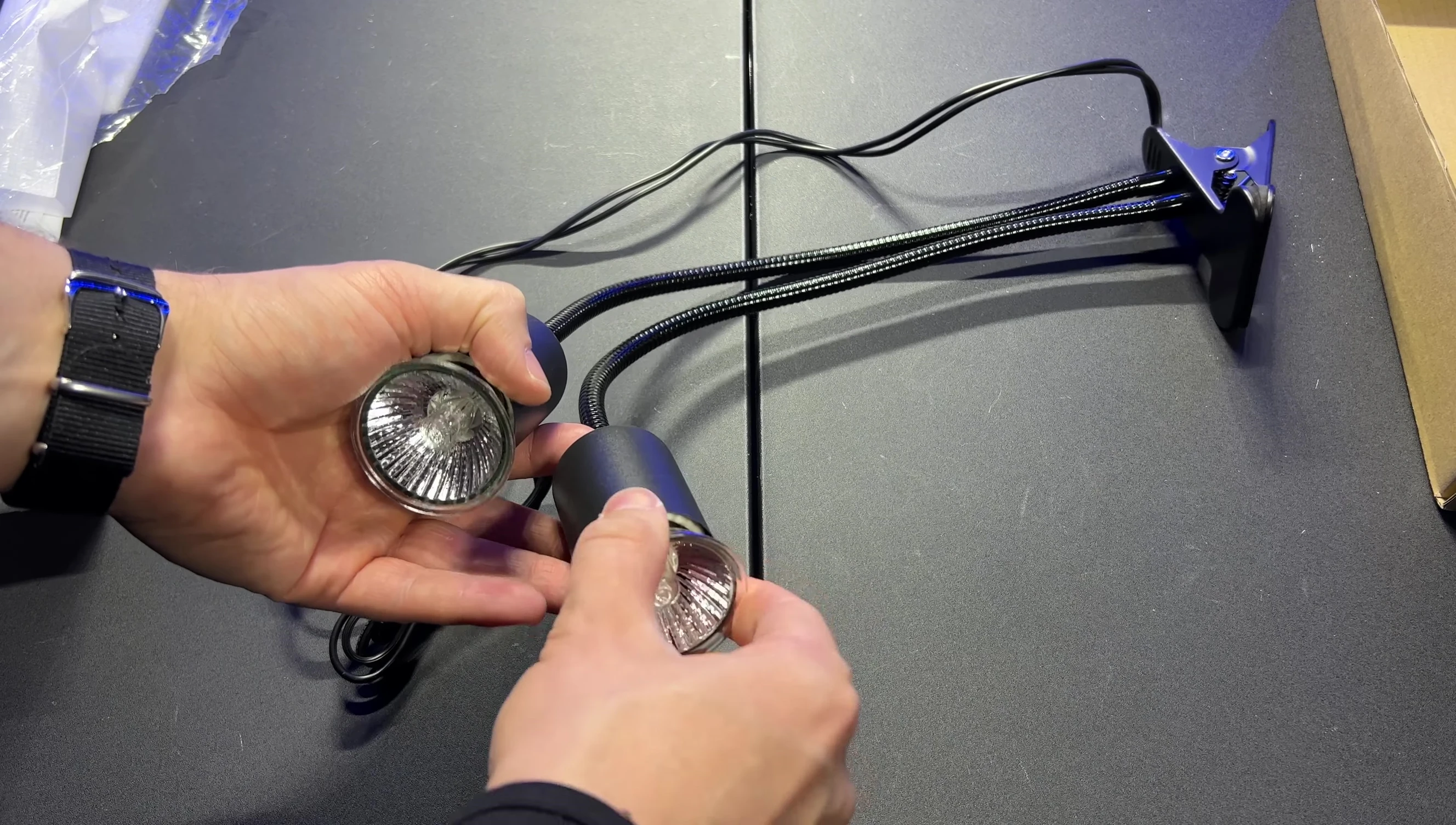 Installing the bulbs into the lamp