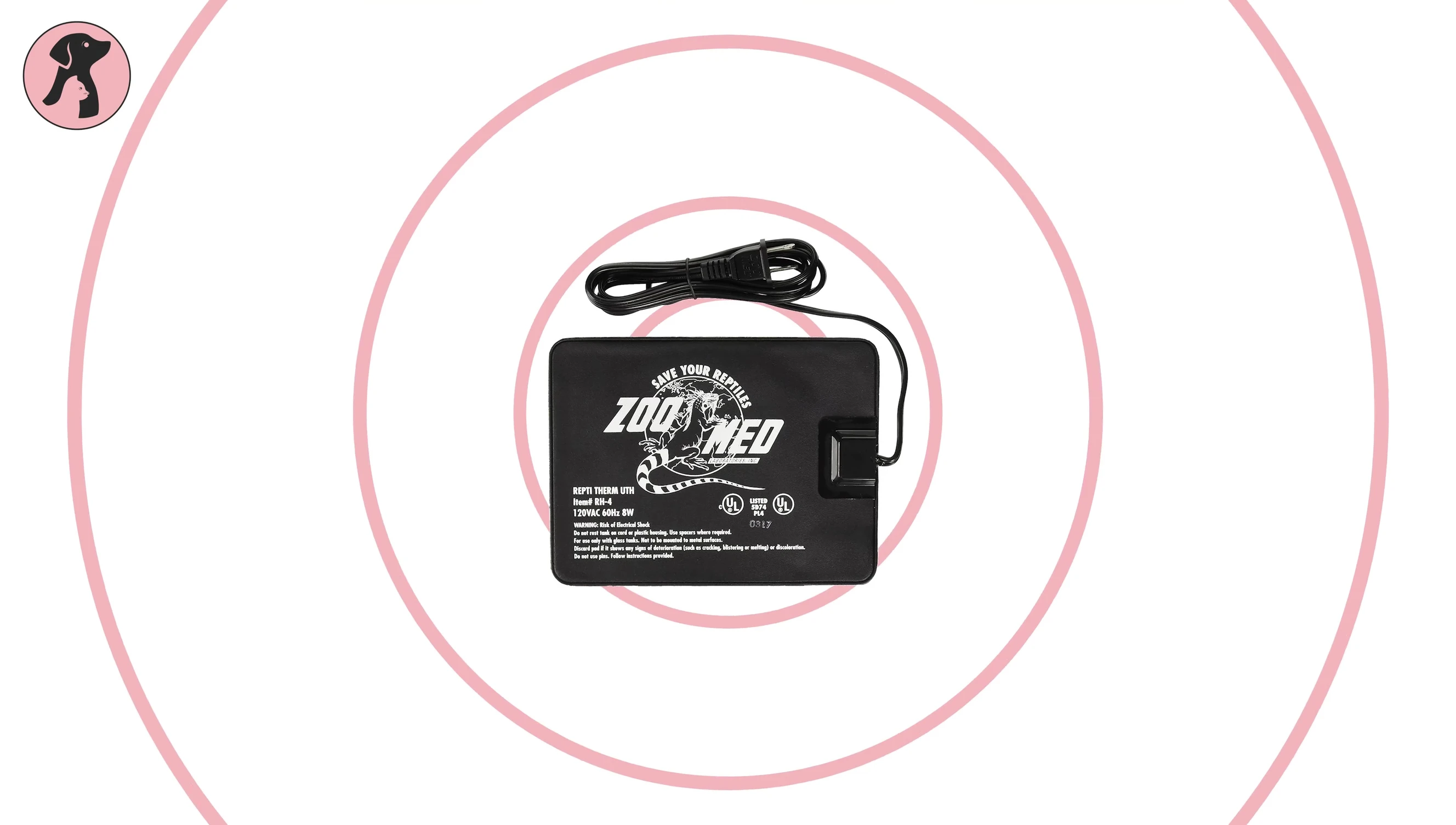 Zoo Med ReptiTherm Under Tank Heater shown in a package.