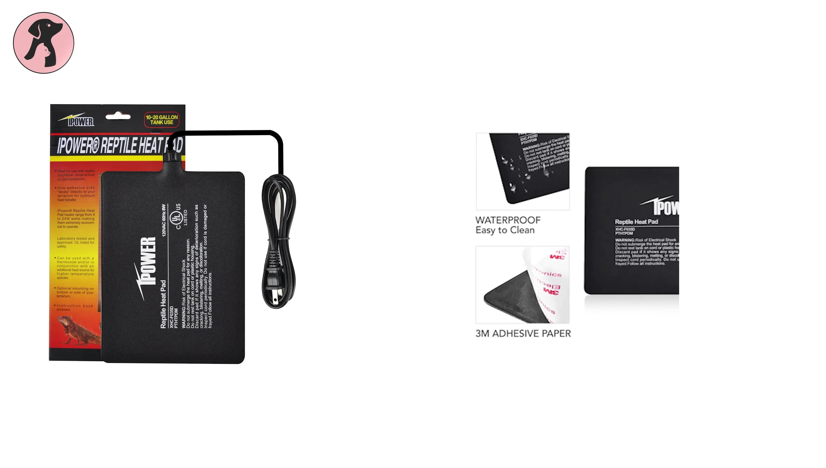 Close-up of the iPower Heat Pad showing its features.