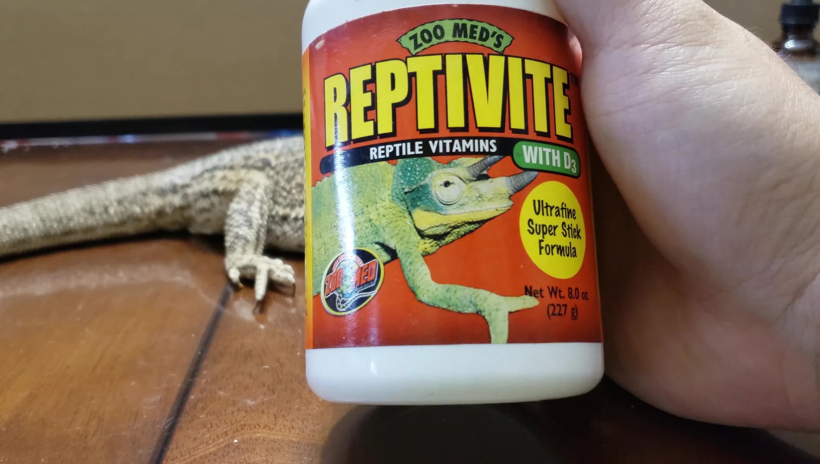 Container of Zoo Med Reptivite with D3.