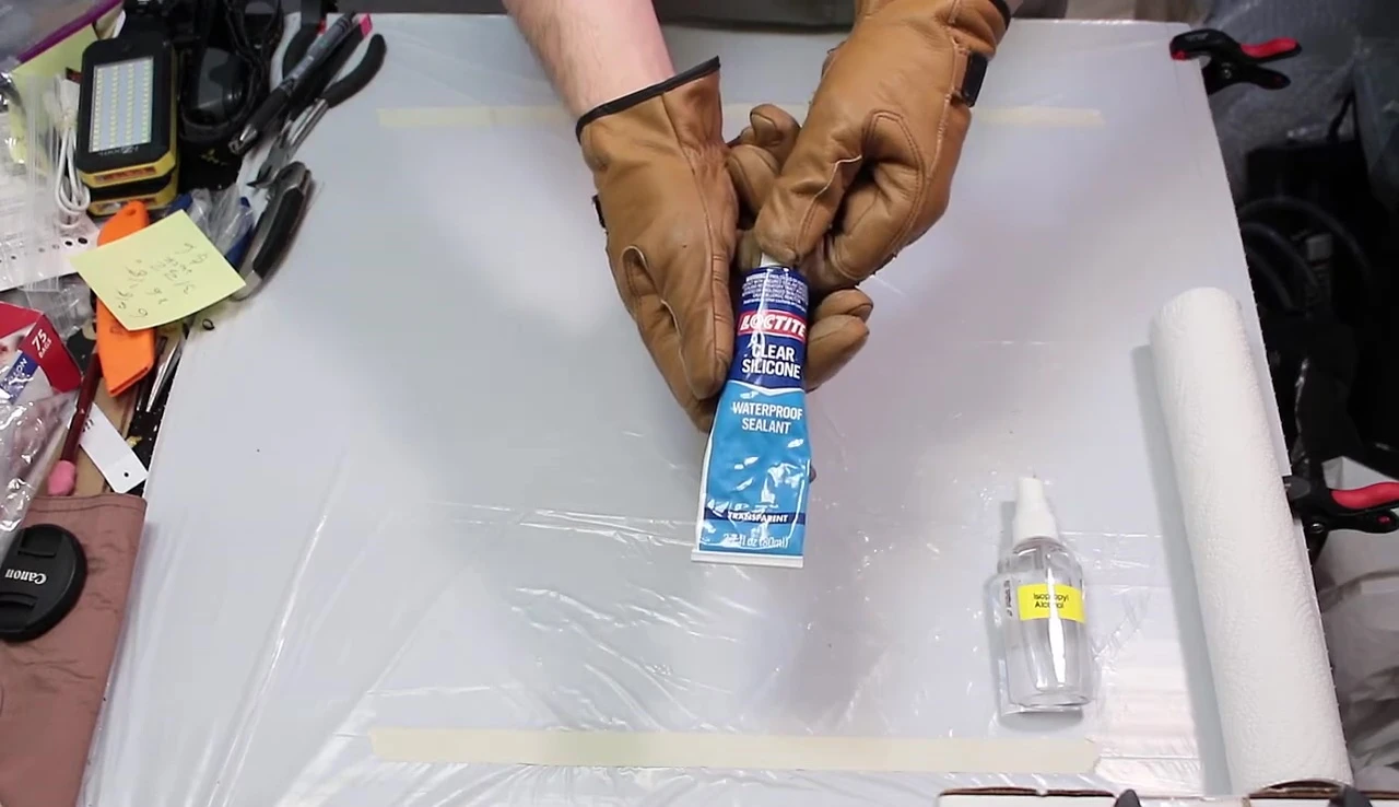 The Loctite clear silicone sealant.