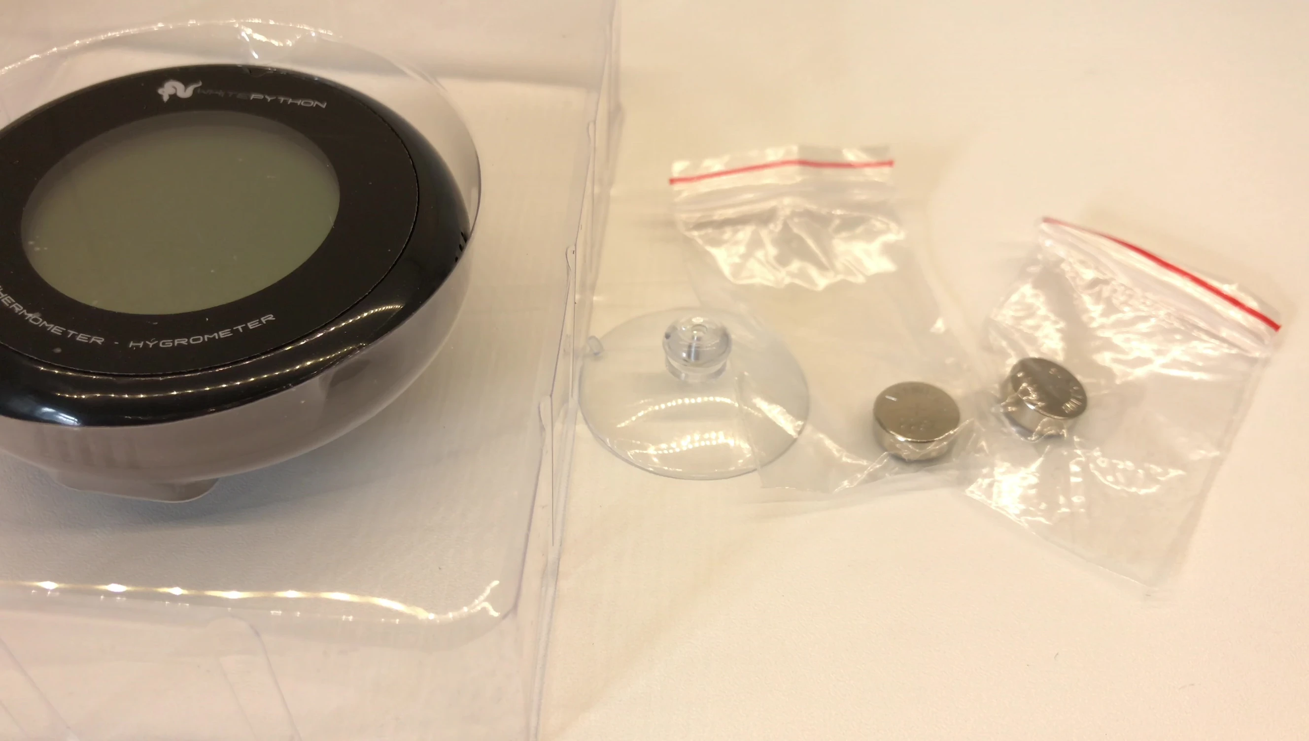 The White Python Hygrometer and Thermometer kit contents
