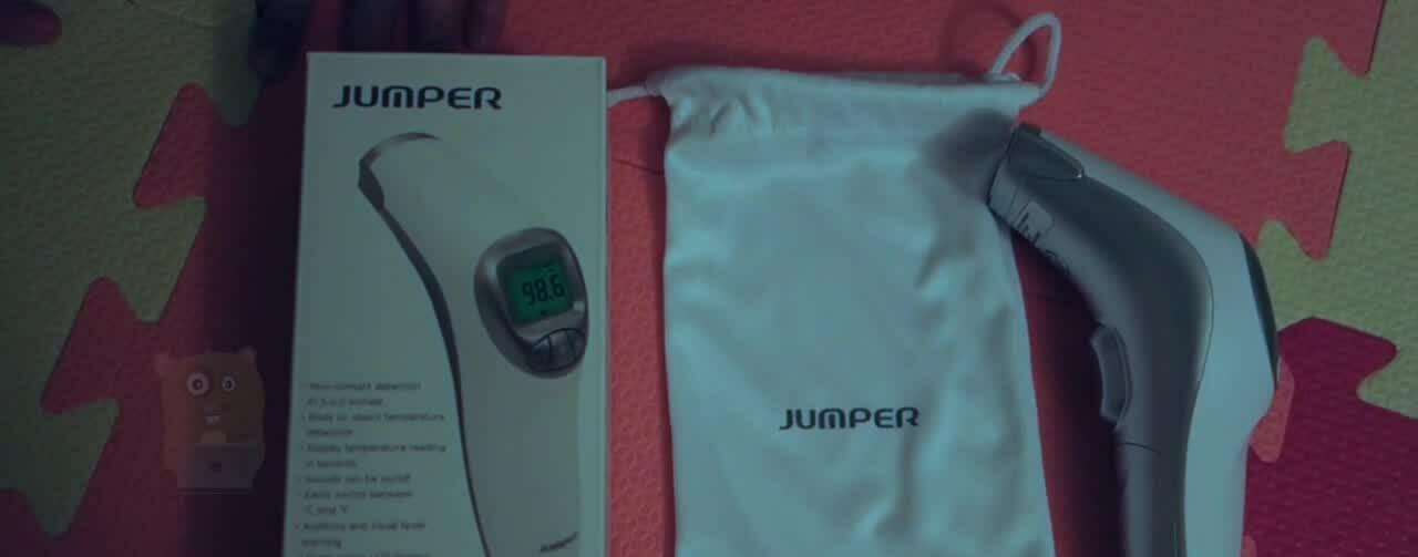 Close-up of the thermometer packaging showing the model number.