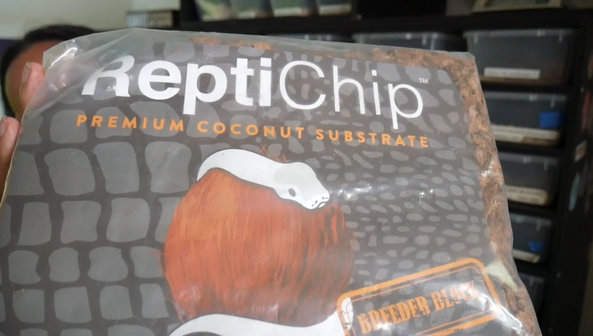 A bag of Reptichip coconut substrate.