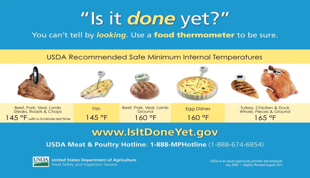 Thermometer being inserted into a burger