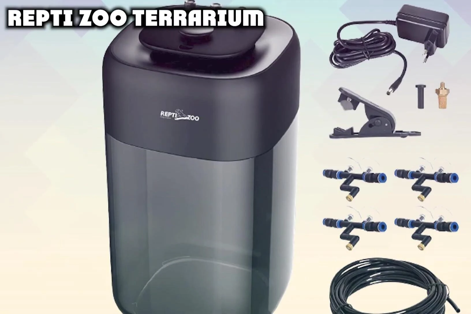 Highlighting the Repti Zoo's 10-liter tank and nozzle