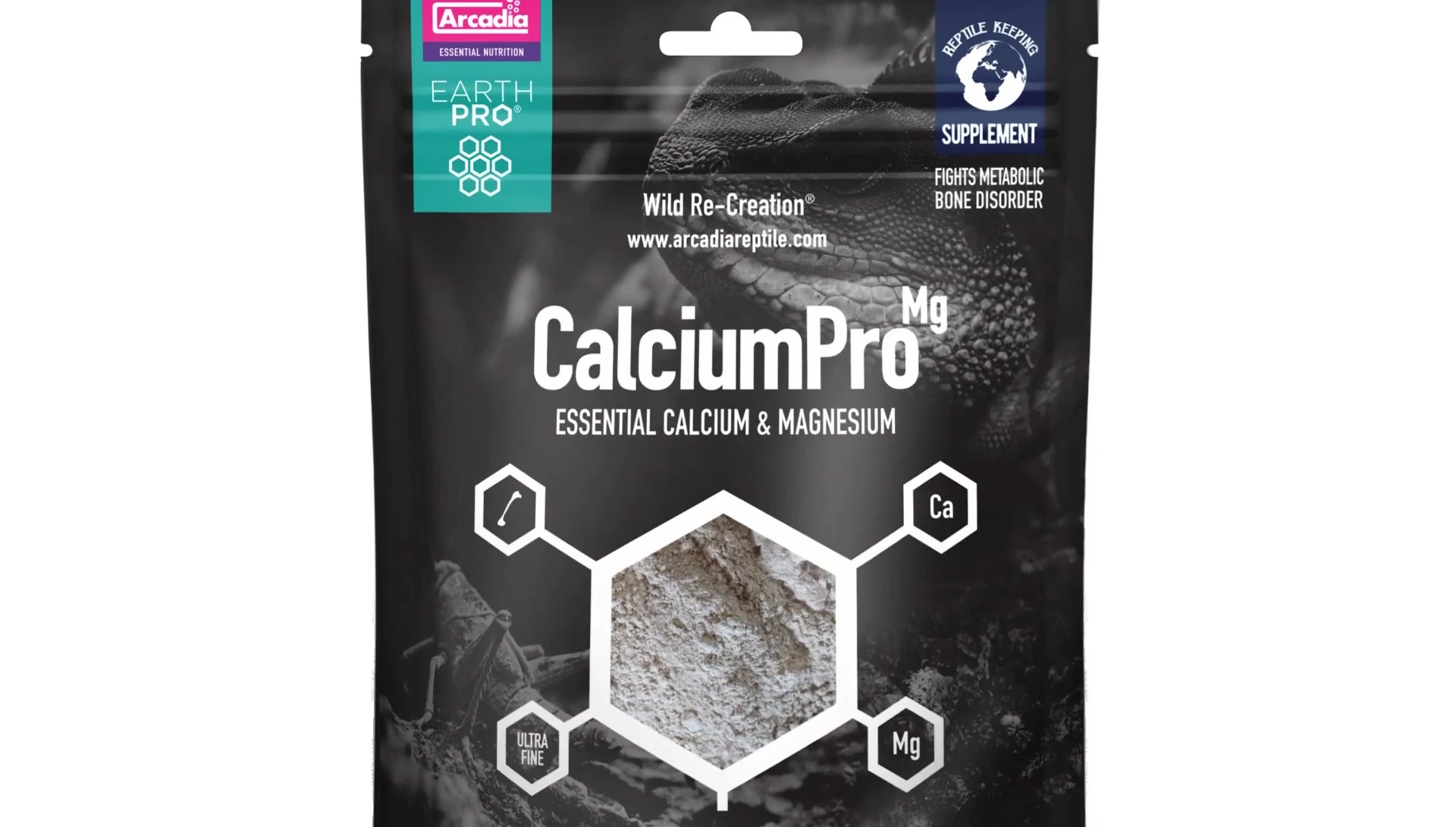 Close-up of the EarthPro CalciumPro-Mg packaging showing different sizes.