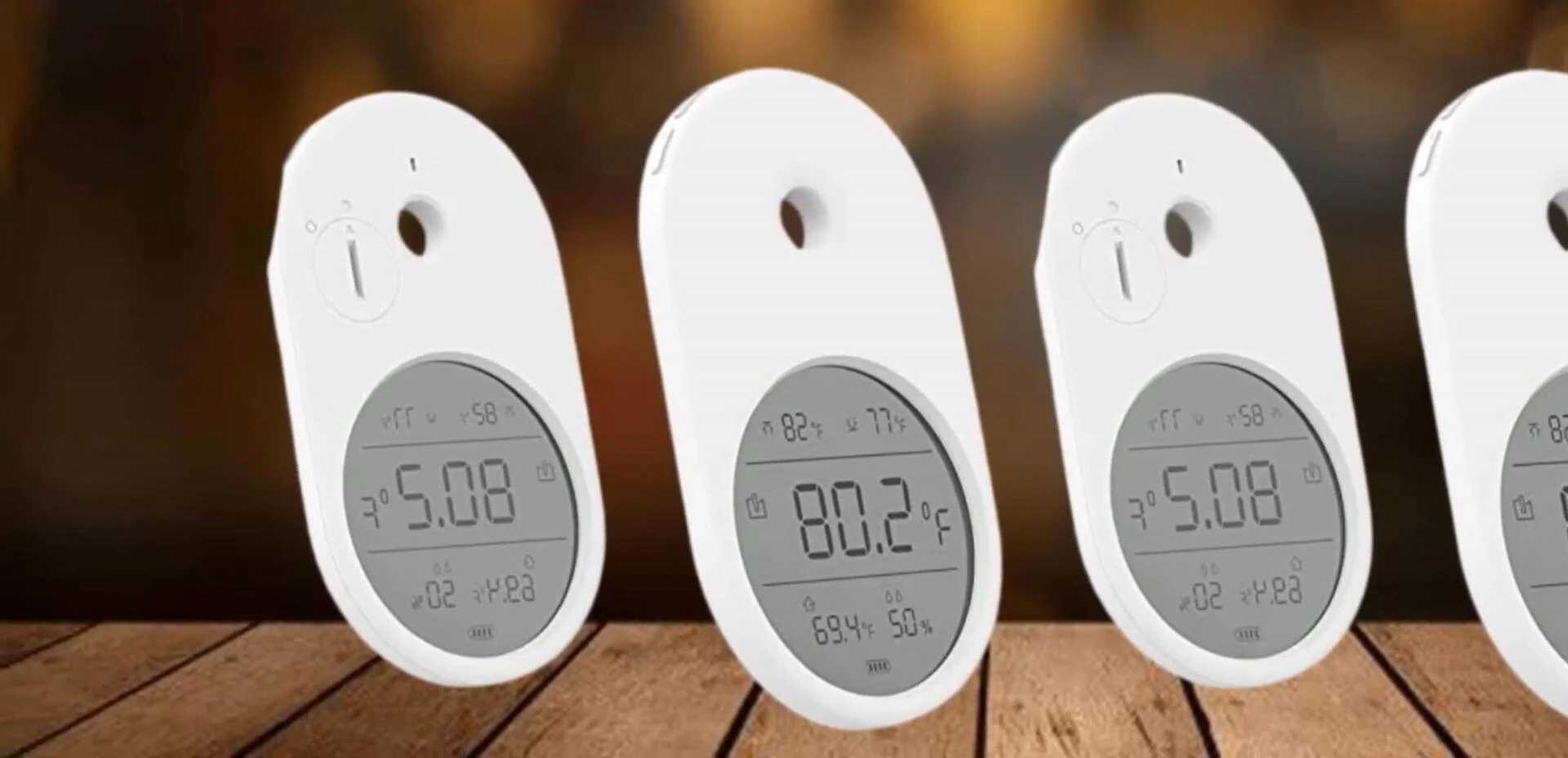 Display showing the multi-functional readings of the Shyfish thermometer