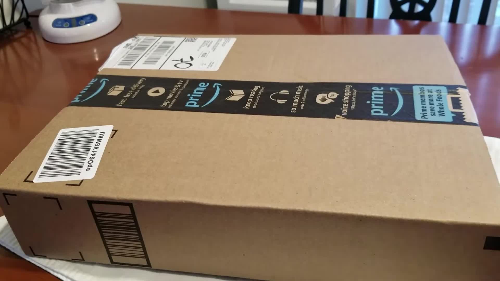 The large Amazon package containing the cork bark.