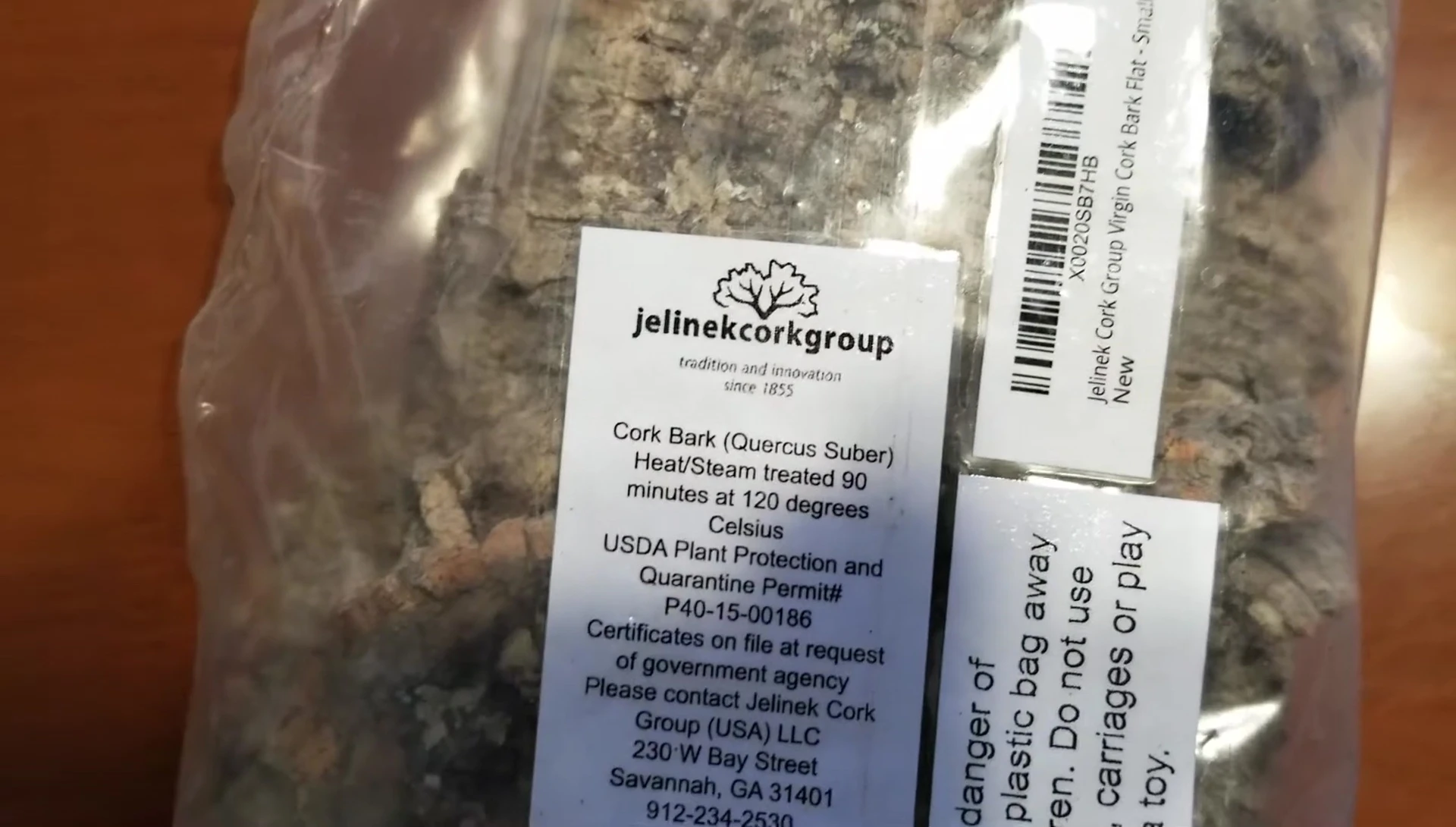 Packaging information detailing the heat treatment process.