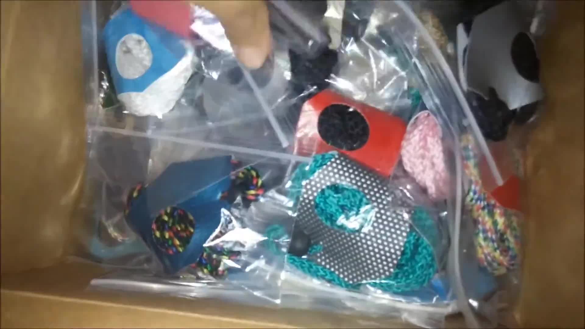 A close-up shot of assorted lizard leashes in various colors and sizes.