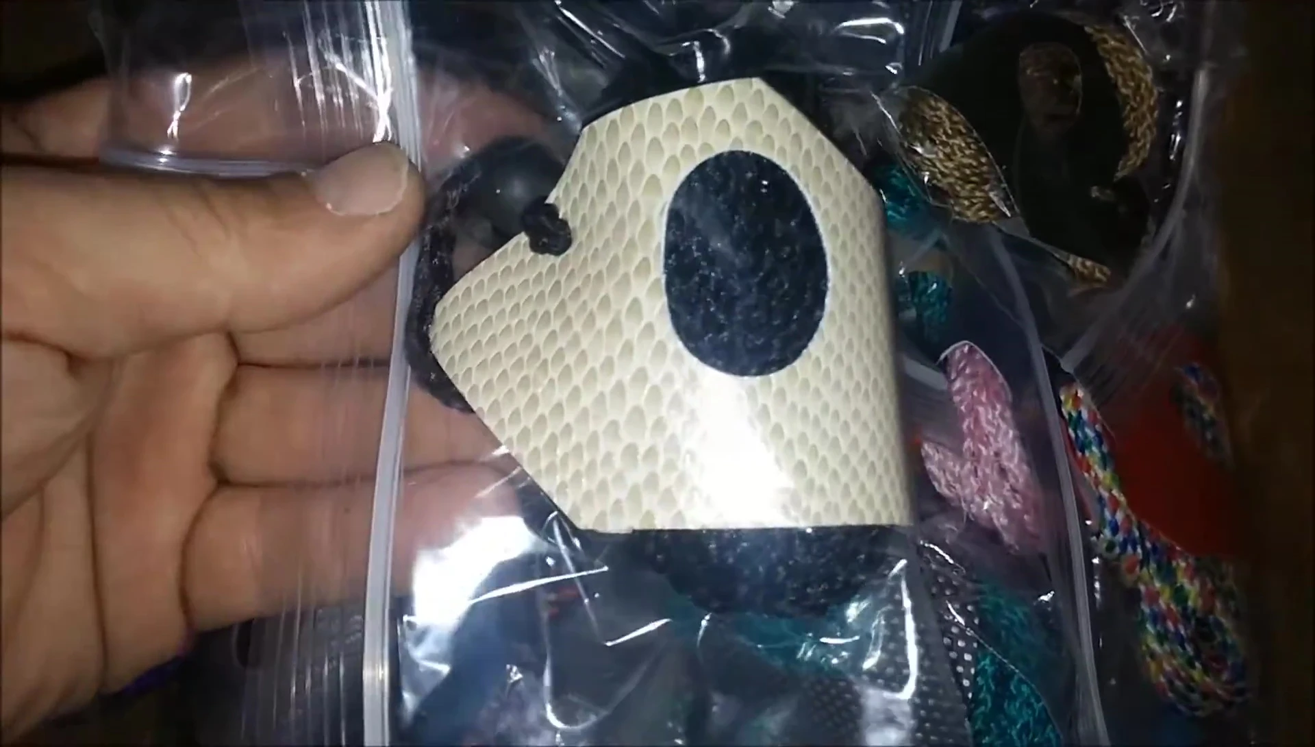 A detailed view of a single lizard leash, highlighting its texture and color.