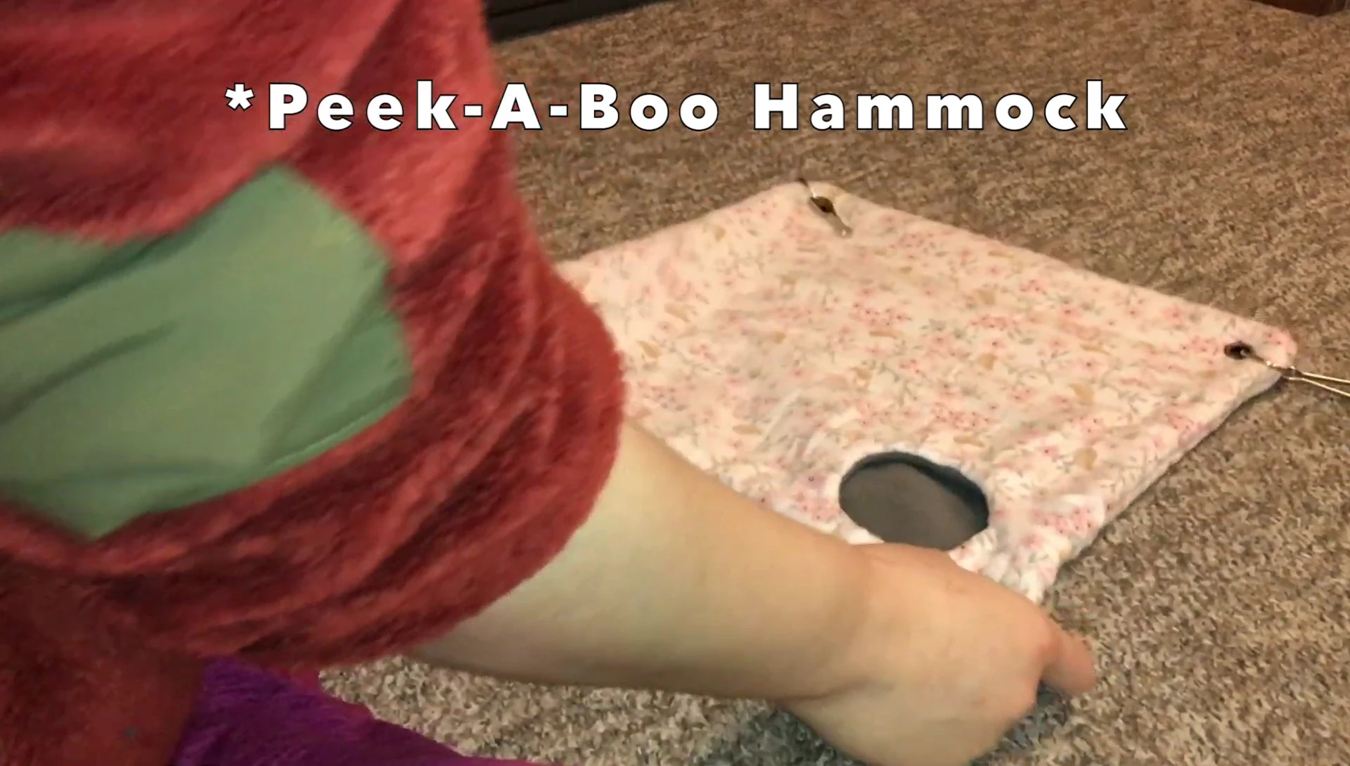 Close-up of a pocket hammock showing the entrance hole