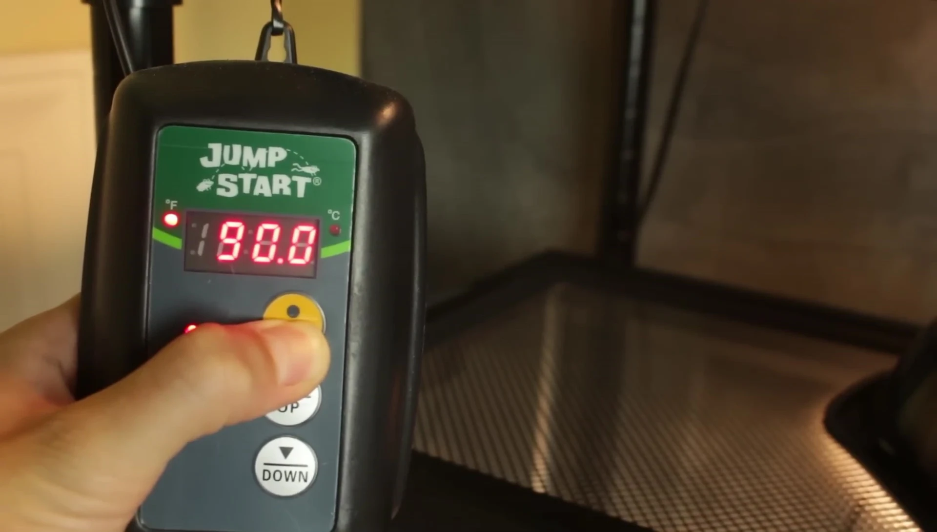 Close-up of the Jumpstart thermostat's digital display