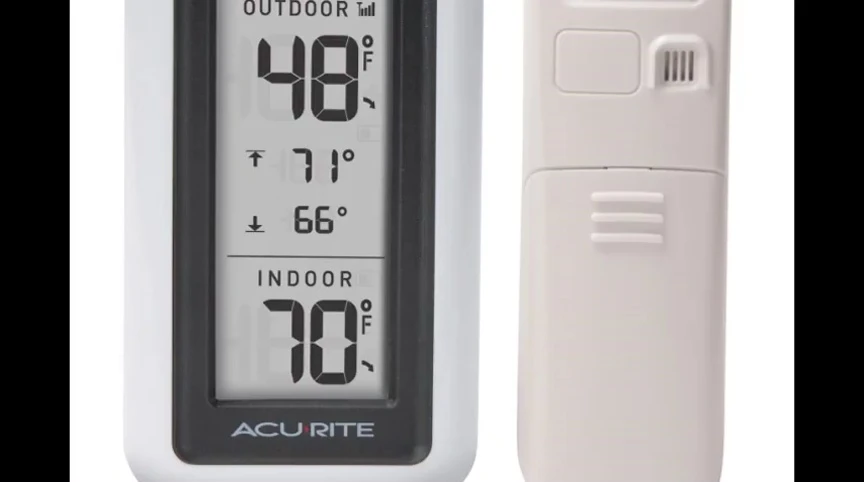 The AcuRite outdoor sensor, highlighting its wireless functionality.