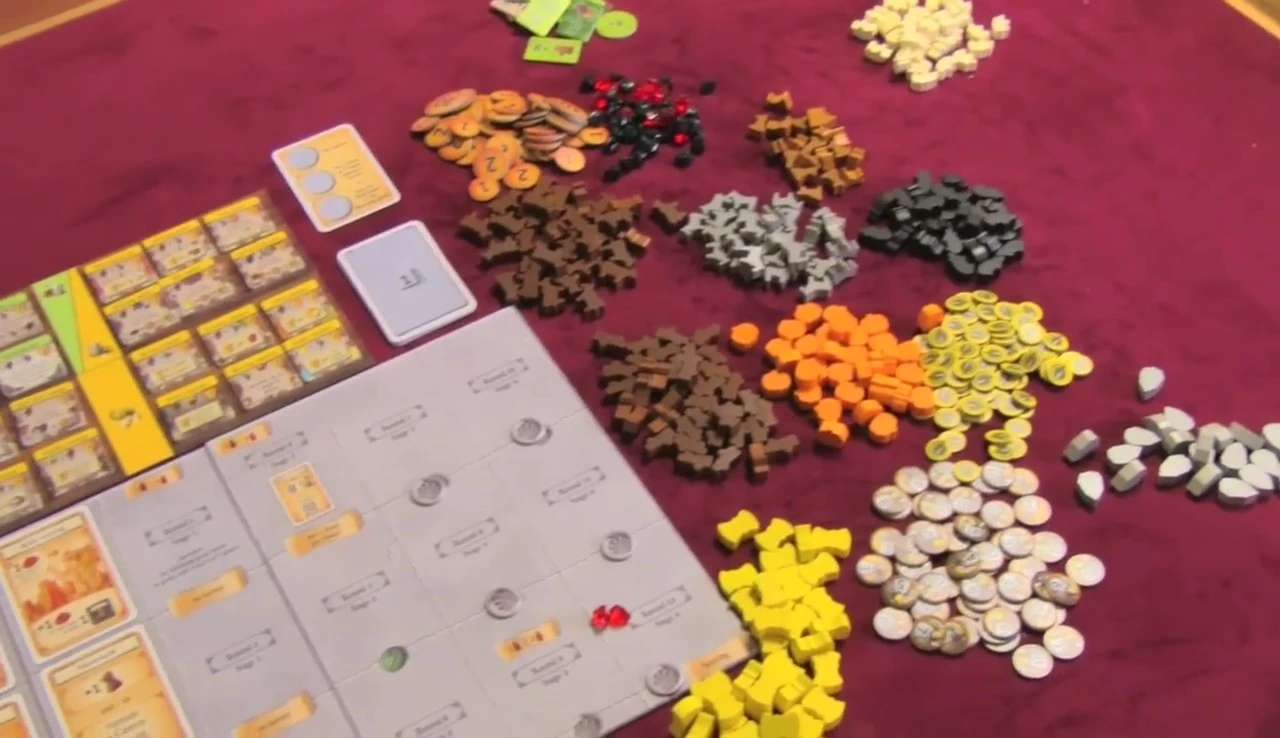 A view of the various resource piles.