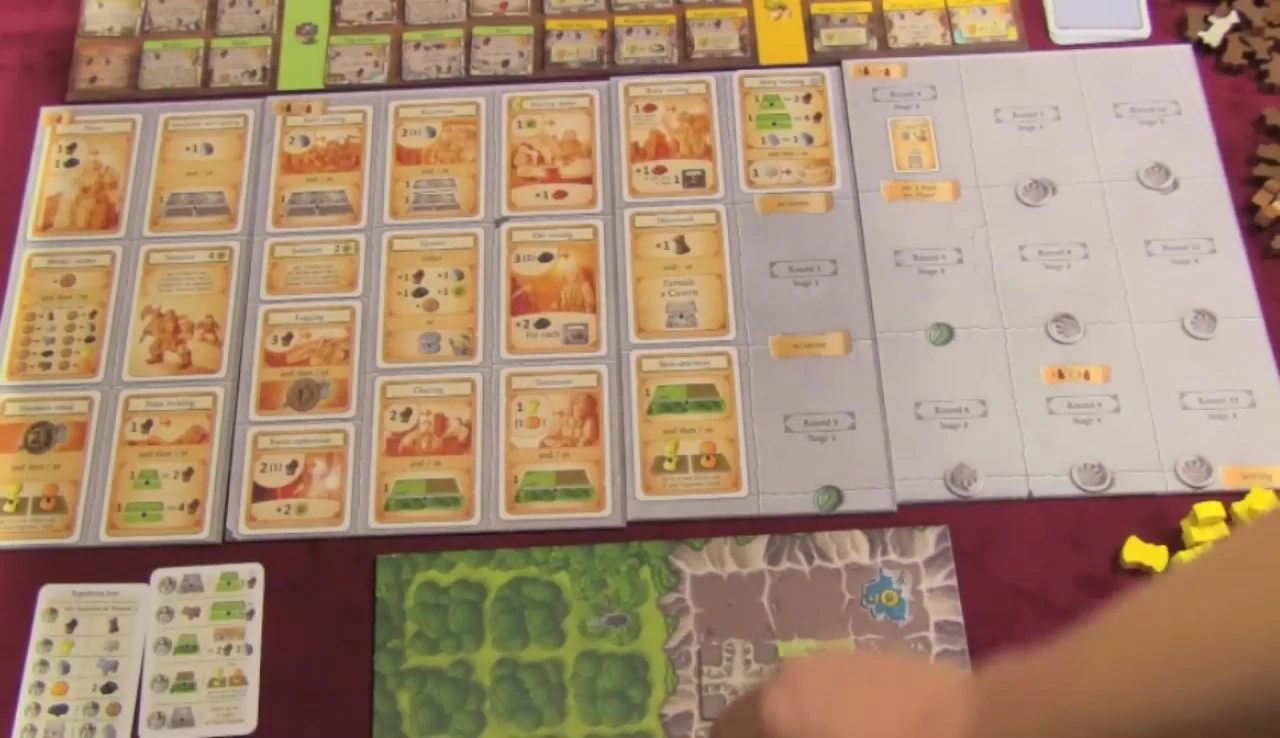 Close-up of the main game board with worker placement spots.