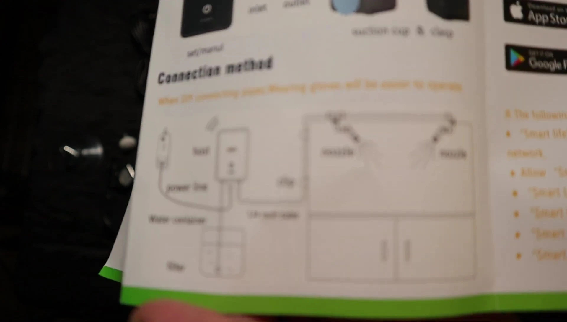 Close-up of the instructions highlighting the assembly instructions for the system