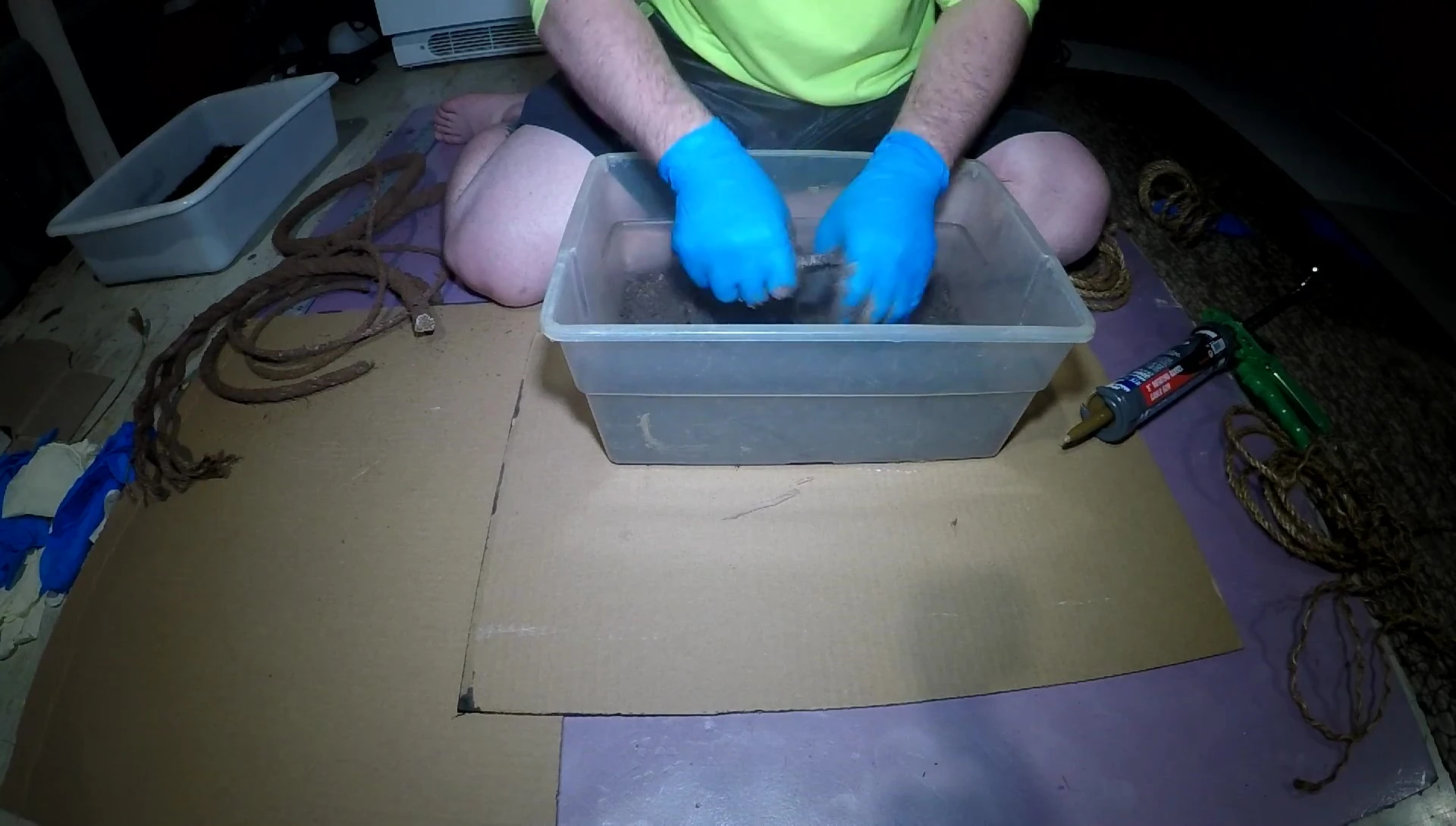 Close-up of the process of pressing the mix into the rope.