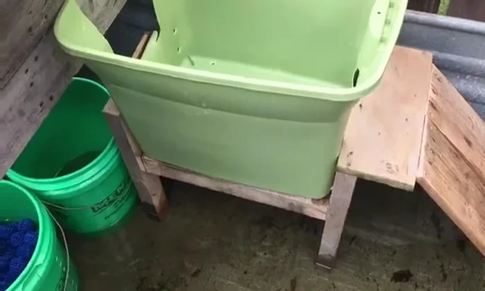Fill the stock tank with warm water.