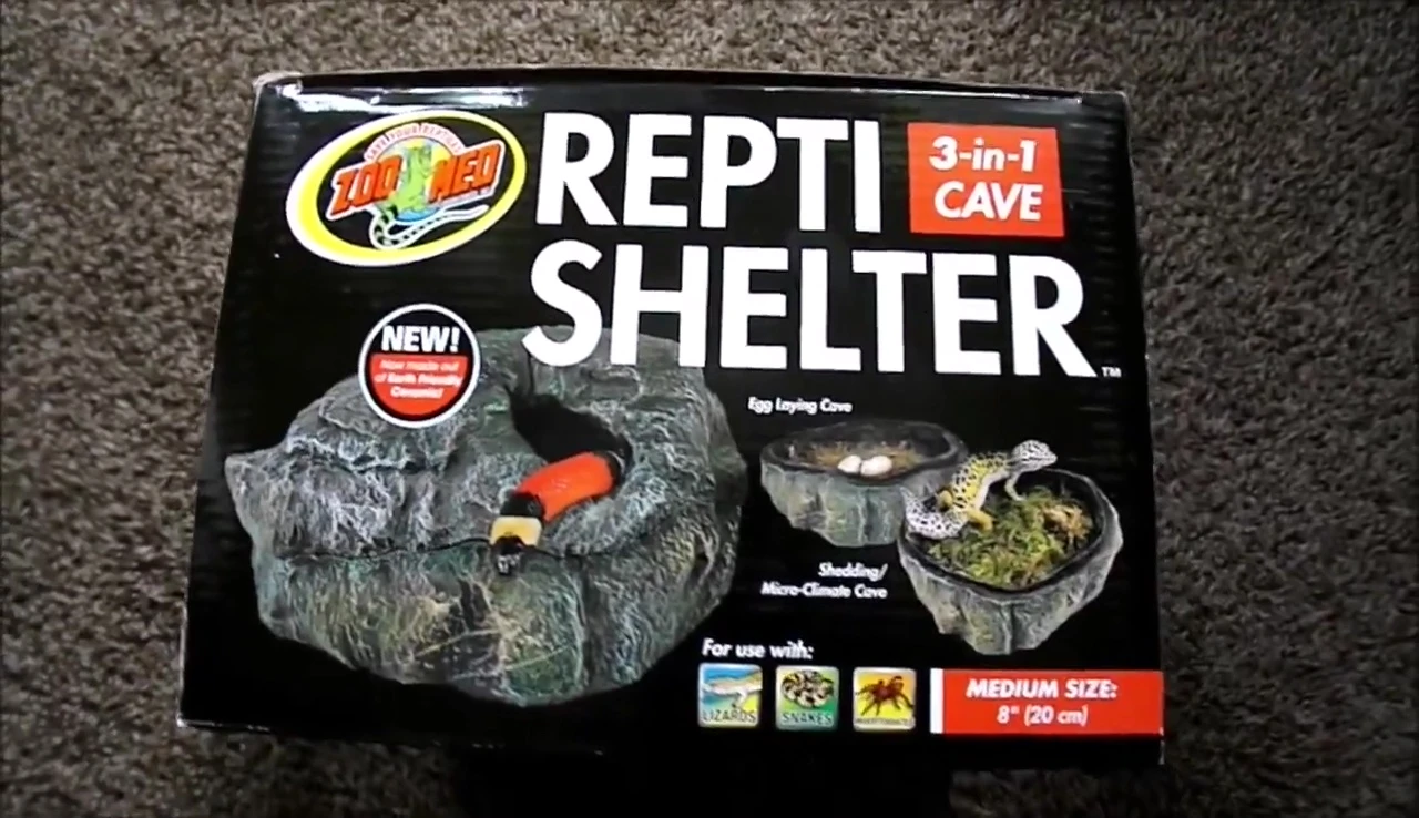 The Zoo Med Repti Shelter shown from multiple angles.