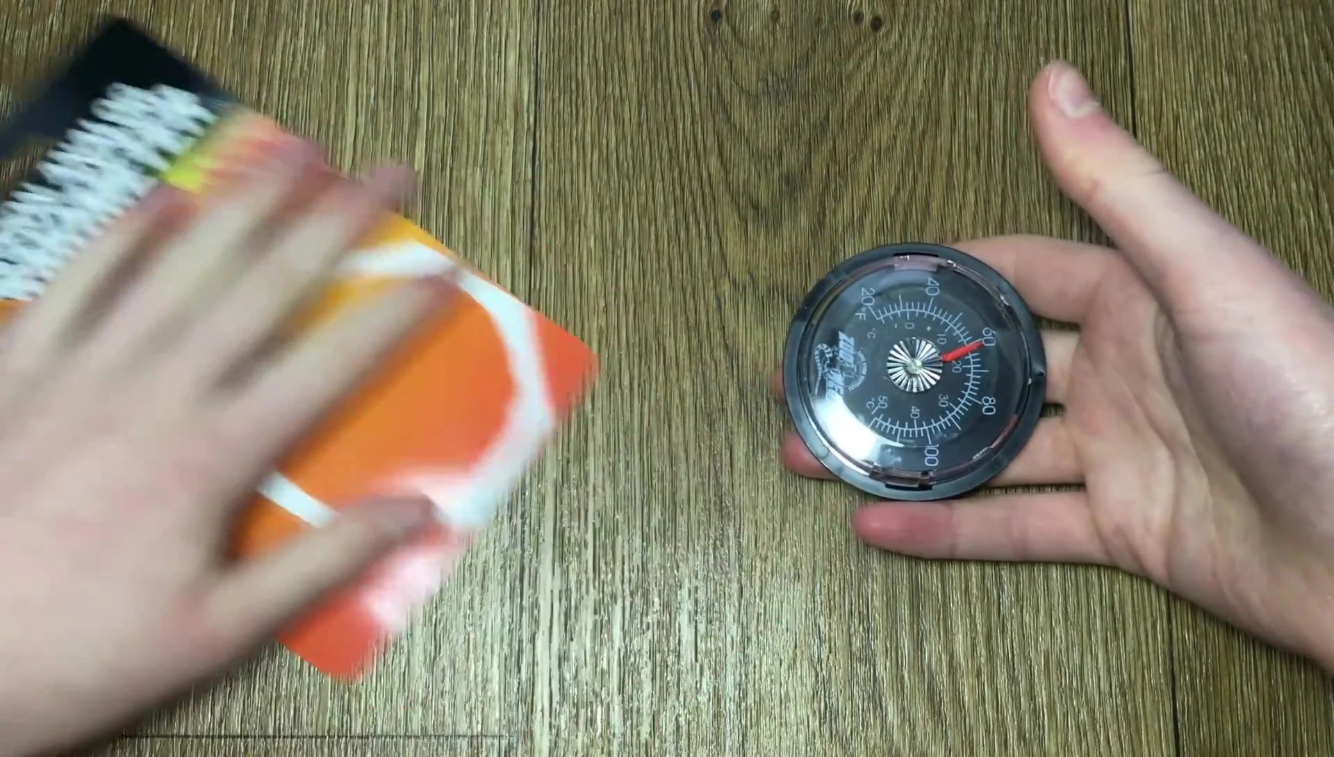 Using the infrared thermometer to check temperatures.